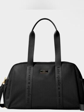 Kate Spade  Large Weekender Travel Bag Black Nylon Carry-On Chic